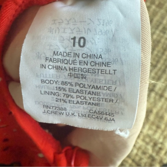 SOLD J. Crew Red Strappy One Piece Swimsuit in Laser Cut Eyelet Low Back Size 10 - Picture 7 of 8